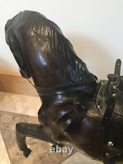 Vintage leather horse statue