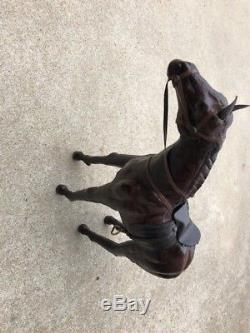 Vintage leather horse statue country antique