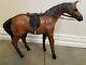 Vintage leather horse statue with saddle