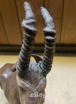 Vintage leather wrapped animal figure horse goat toy fancy art piece