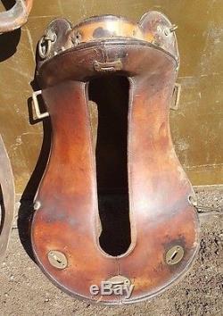 Vintage lot of 2 Tooled Leather Saddle Western Cowboy Riding Horse Equestrian