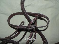 Vintage lot of western horse tack Leather and silver metal brass and rope