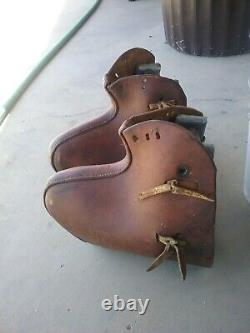 Vintage pair Western Leather long nose Tapaderos. Western saddle tack, horse gear