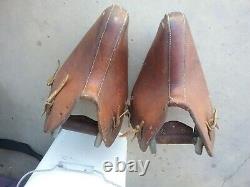 Vintage pair Western Leather long nose Tapaderos. Western saddle tack, horse gear