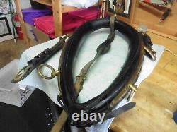 Vintage shiny Leather Brass Black Horse Collar Mule Donkey superman symbol Bull