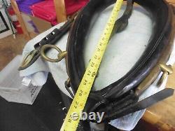 Vintage shiny Leather Brass Black Horse Collar Mule Donkey superman symbol Bull