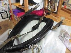 Vintage shiny Leather Brass Black Horse Collar Mule Donkey superman symbol Bull