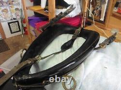 Vintage shiny Leather Brass Black Horse Collar Mule Donkey superman symbol Bull