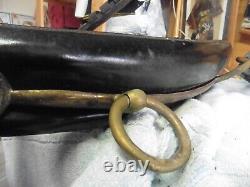 Vintage shiny Leather Brass Black Horse Collar Mule Donkey superman symbol Bull