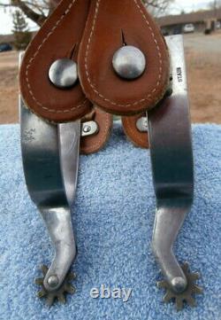 Vintage stamped Kelly Horse Spurs Silver Overlay on Band with Leather Straps