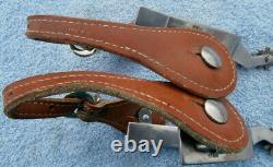 Vintage stamped Kelly Horse Spurs Silver Overlay on Band with Leather Straps