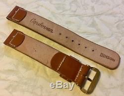 Vintage tan 16mm Shell Cordovan American 1940s watch band genuine horse leather
