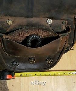 Vintage western trail Tooled Leather SADDLE BAGS Cowboy horse gold pouch