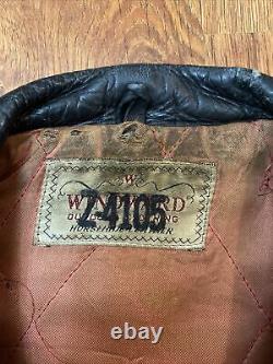 Vtg 1950s Windward Horse Hide Leather Jacket Talon Zipper Montgomery Ward Double