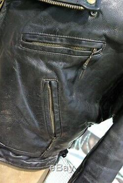 Vtg 1960's Taubers California Horse Hide Leather Motorcycle Jacket Sz Small