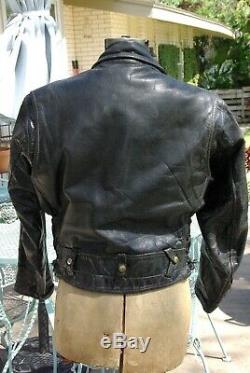 Vtg 1960's Taubers California Horse Hide Leather Motorcycle Jacket Sz Small