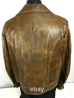 Vtg 50 60's Men Brown Leather ROCKABILLY Cowboy Jacket HORSE BIT Western Coat 46
