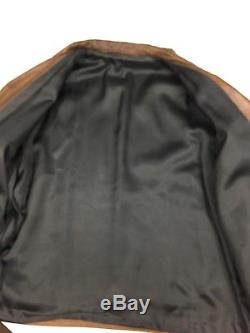 Vtg 50-60's Men Brown Leather ROCKABILLY Cowboy Jacket HORSE BIT Western Coat 46
