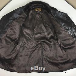 Vtg 50's Cresco Brown HORSE HIDE Jacket 6-BTN Sport Coat Leather D/B Blazer 42