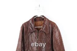 Vtg 50s Mens 38 Distressed Horse Leather Full Zip Motorcycle Jacket Brown USA