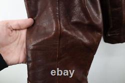 Vtg 50s Mens 38 Distressed Horse Leather Full Zip Motorcycle Jacket Brown USA