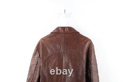 Vtg 50s Mens 38 Distressed Horse Leather Full Zip Motorcycle Jacket Brown USA