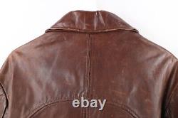 Vtg 50s Mens 38 Distressed Horse Leather Full Zip Motorcycle Jacket Brown USA