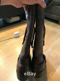 Vtg'60 cavalry pirate hippy western campus motorcycle square mens boots sz 10.5