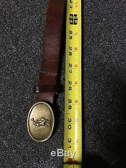 Vtg 70s Polo Ralph Lauren Belt Sz. 24 Brown Leather Brass Buckle USA Sport Kids