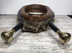 Vtg Antique Leather Horse Collar Yoke Mirror