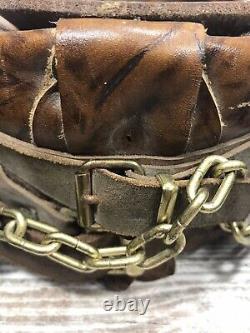 Vtg Antique Leather Horse Collar Yoke Mirror
