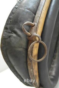 Vtg Antique Leather Horse Harness Collar Hames Rustic Brass Western Farm Decor