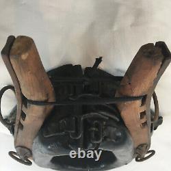 Vtg Antique Primitive Horse Mule Wood Metal Leather Yoke Hames Harness