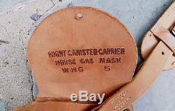 Vtg Antique US Military Calvary Horse Gas Mask Bag Leather Canister Holder RARE