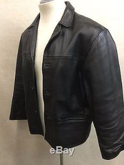 Vtg Arizona 1980s Black Knock Around Leather Horse Hide Jacket Coat