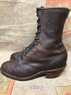 Vtg Chippewa Leather Logger Crazy Horse Packer Boots Men's 10.5 EE Cowboy #29405