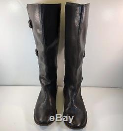 Vtg FRYE Womens Boots sz 8.5 M Brown Leather Paige Pull On Buckle Flat Soft