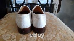 Vtg. GUCCI White Leather Shoes ITALY Size 41/10 gold horse bit racing stripe