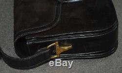 Vtg Gucci Suede Leather Hand Bag Purse Brass Horse Bit Logo AUTHENTIC 1970s