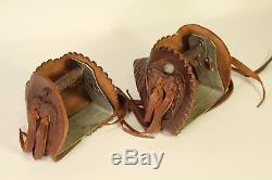 Vtg Hand Crafted Tooled Leather Parade Horse Tapaderos Covered Hooded Stirrups
