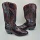 Vtg Lucchese Burgundy Leather Cowboy Western Boots Made in USA Men's Size 9 D