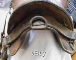 Vtg McClellan US Military WWI Cavalry Leather Horse Saddle Size 11 1/2 Inch