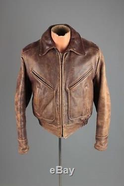 Vtg Men's 1940s 1950s Windward Horse Hide Leather Jacket sz S 40s 50s #3796
