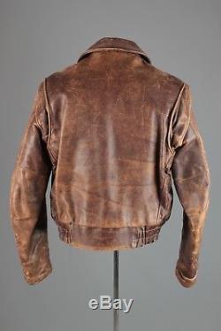 Vtg Men's 1940s 1950s Windward Horse Hide Leather Jacket sz S 40s 50s #3796
