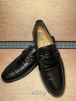 Vtg Men's GUCCI Black Leather Horse-bit Loafers Shoe Gucci Sz 43 Men = 10