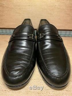 Vtg Men's GUCCI Black Leather Horse-bit Loafers Shoe Gucci Sz 43 Men = 10