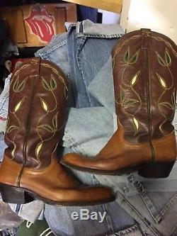Vtg RALPH LAUREN WESTERN Womens 6.5 Leather Inlay Classic Cowboy Boots 1990s