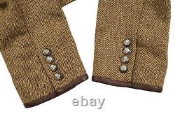 Vtg RALPH LAUREN Wool/Silk Equestrian Blazer Horse Buttons Leather Trim Size 8
