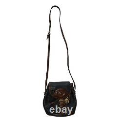 Vtg RARE Dooney Bourke Equestrian Mini Bag USA Brown Black Leather Gold Charm