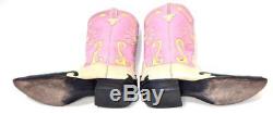 Vtg RIOS OF MERCEDES Inlay Sunburst Pink Yellow Tan Western Cowgirl Boots 9 M